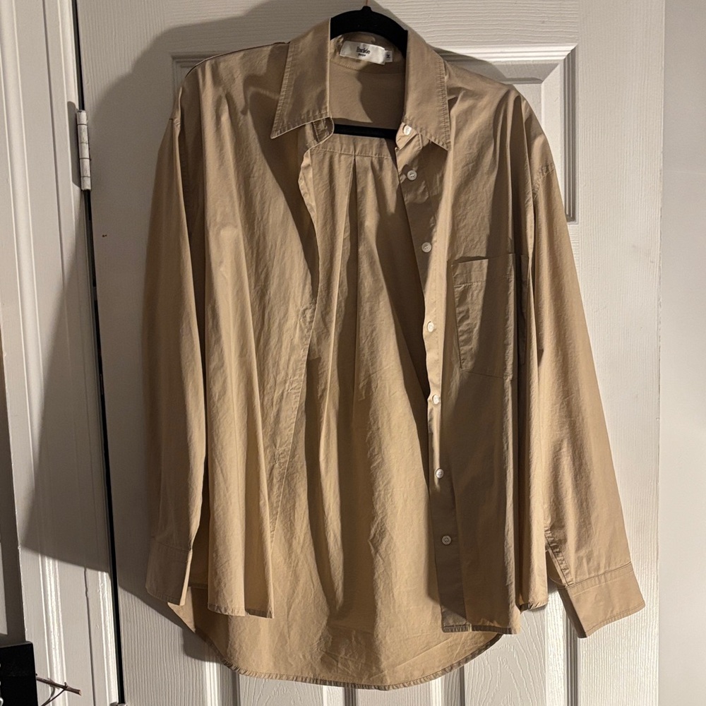 Frankie Shop Tan Button-Up Shirt